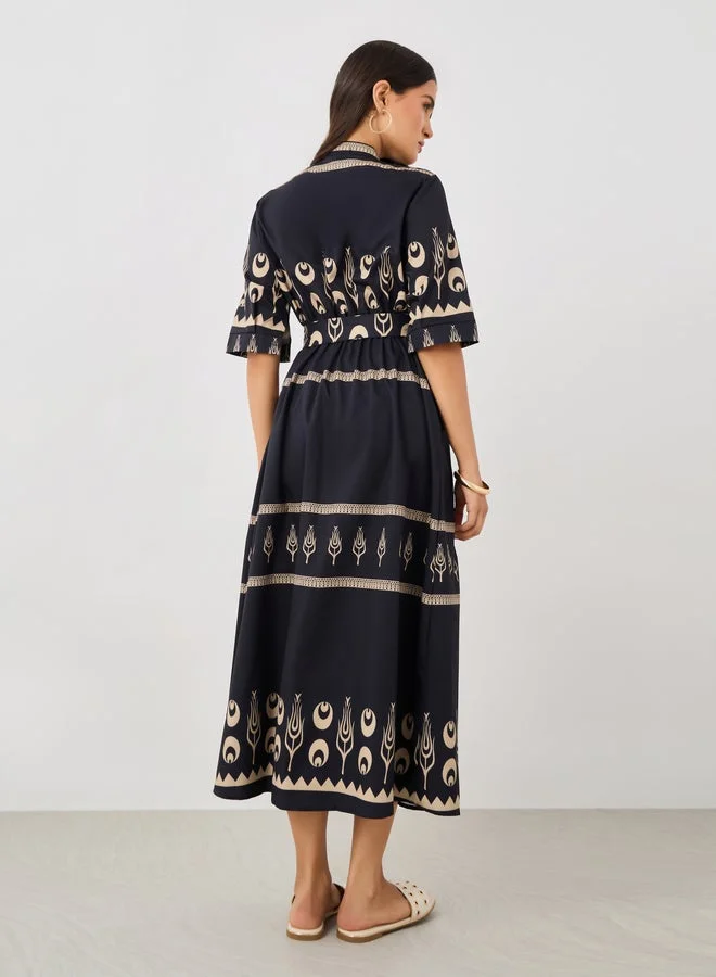 Styli Printed Tiered Dress