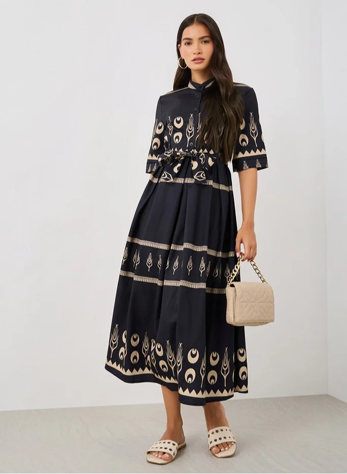 Styli Printed Tiered Dress