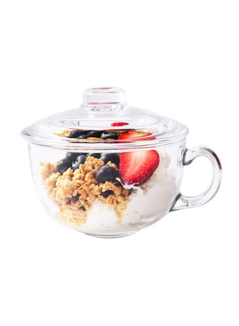 Blinkmax Microwave Safe Soup Bowl and Glass Mug Set with Lid and Small Handle 600ml Multipurpose Kitchen Accessories for Breakfast Coffee Cereal Oatmeal Snacks Yogurt Salad Milk - Image 1