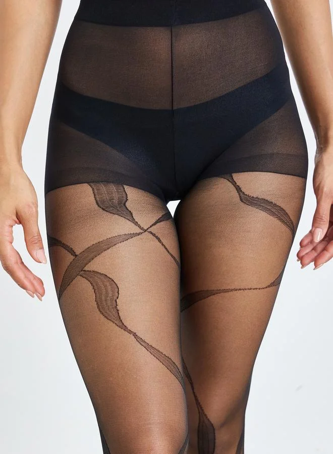 Styli Black Patterned Stocking