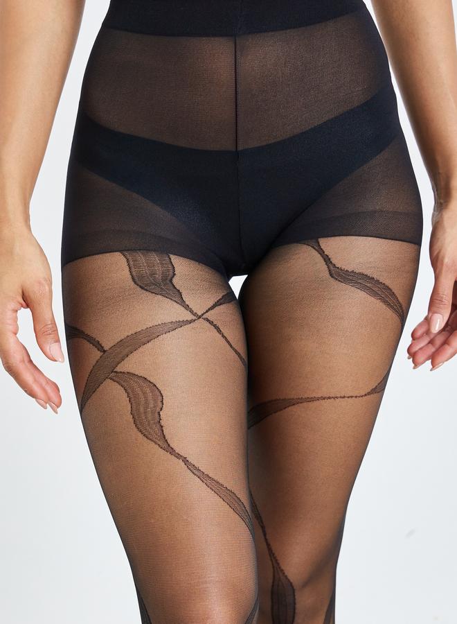 Styli Black Patterned Stocking - Image 2
