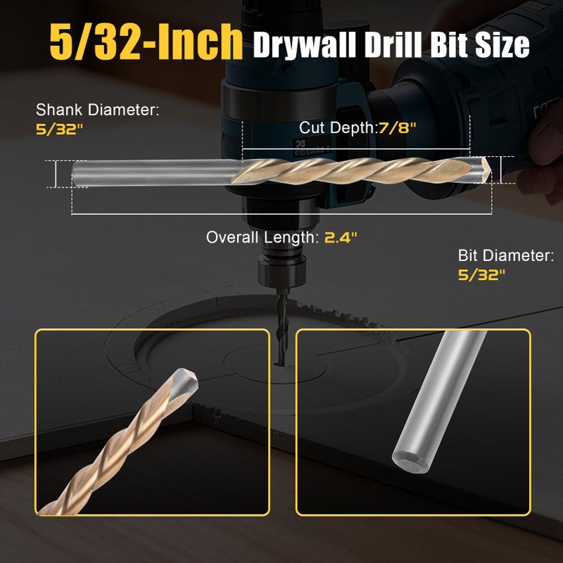 NURATIT Upgrade 100 Pcs Drywall Bit, 5/32 Inch Drywall Drill Bit for Wood, Drywall Cutting Bit, Drywall Guide Point Cutting Bits, Drywall Router Bits for Use with Spiral Saw - Image 5