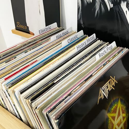 sdroceRyaM 12.9 Inches Vinyl Record Dividers Hard PP Material Category Tab Double-Side Plastic Record Guides for LP, Album Crate, Bookshelf Organizer,White, 5pcs - Image 2