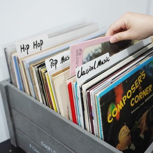 sdroceRyaM 12.9 Inches Vinyl Record Dividers Hard PP Material Category Tab Double-Side Plastic Record Guides for LP, Album Crate, Bookshelf Organizer,White, 5pcs - Image 5