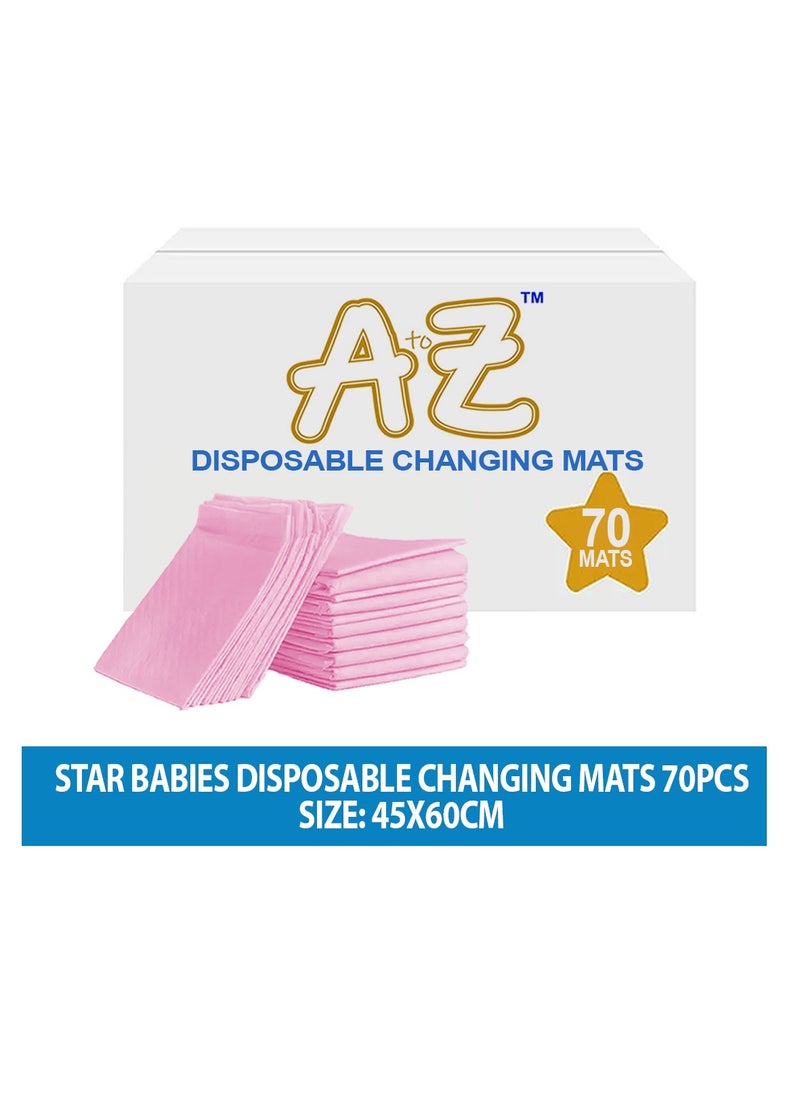 A TO Z A to Z - Disposable Changing Mat size (45cm x 60cm) Large- Premium Quality for Baby Soft Ultra Absorbent Waterproof - Large Pack of 70 - Pink  - Image 2
