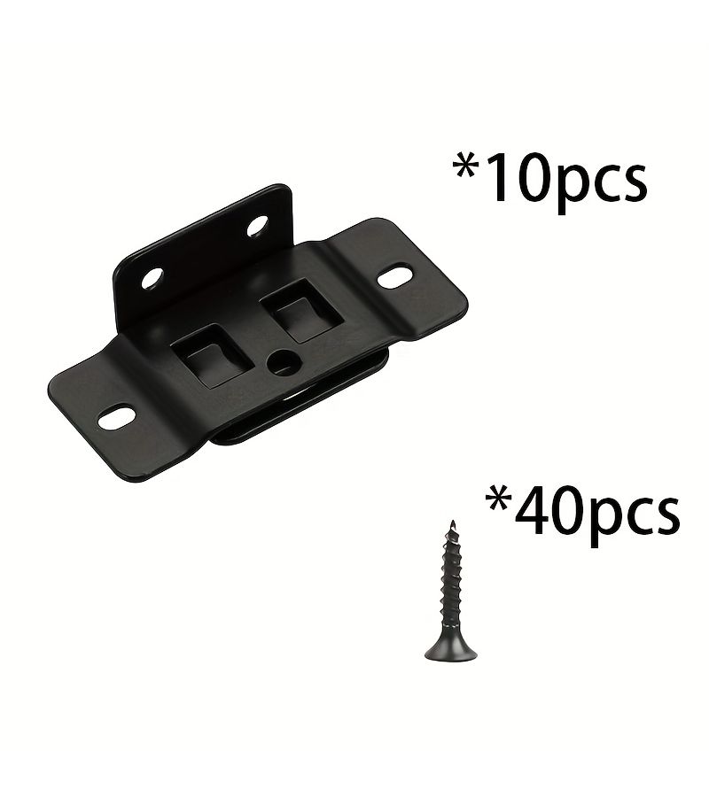Black 90 Degree L Shaped Metal Bracket Heavy Duty Easy Install Screws - Image 2