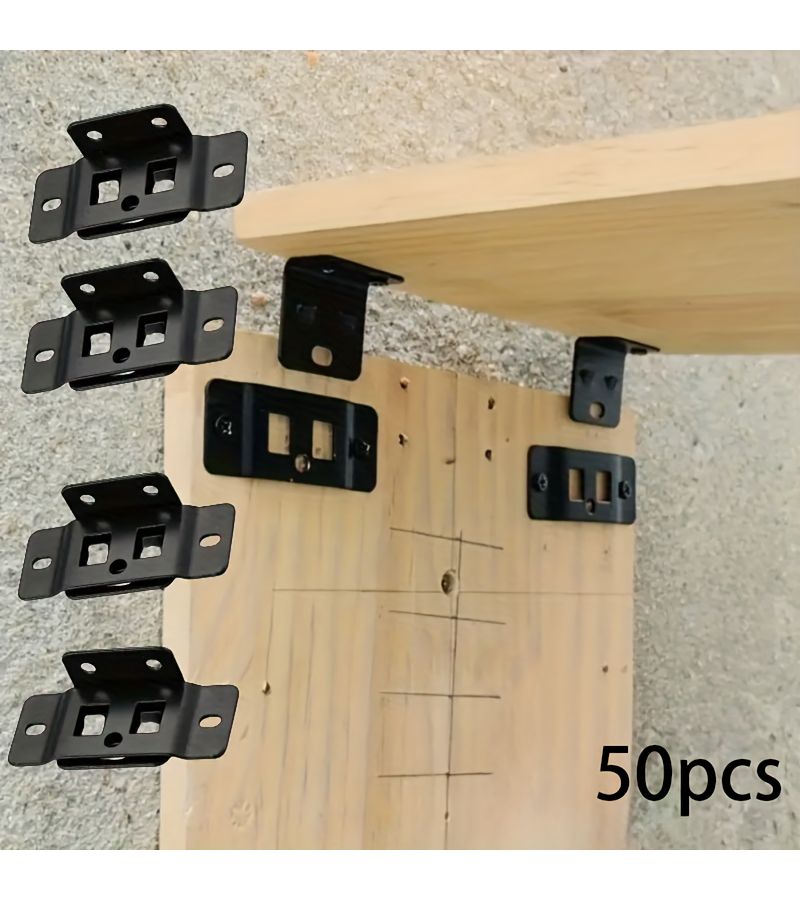Black 90 Degree L Shaped Metal Bracket Heavy Duty Easy Install Screws - Image 5