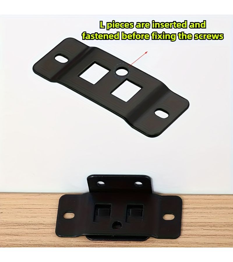 Black 90 Degree L Shaped Metal Bracket Heavy Duty Easy Install Screws - Image 4