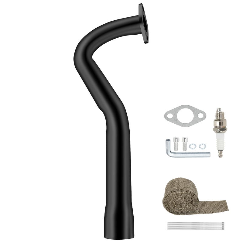 XIKOBY CT100U Exhaust Pipe Compatible with Mini Bike Coleman FRP GMB100 Massimo MB100 Rascal Lite Predator 79cc 98cc 99cc 30HP 154F Engine Parts Black - Image 2