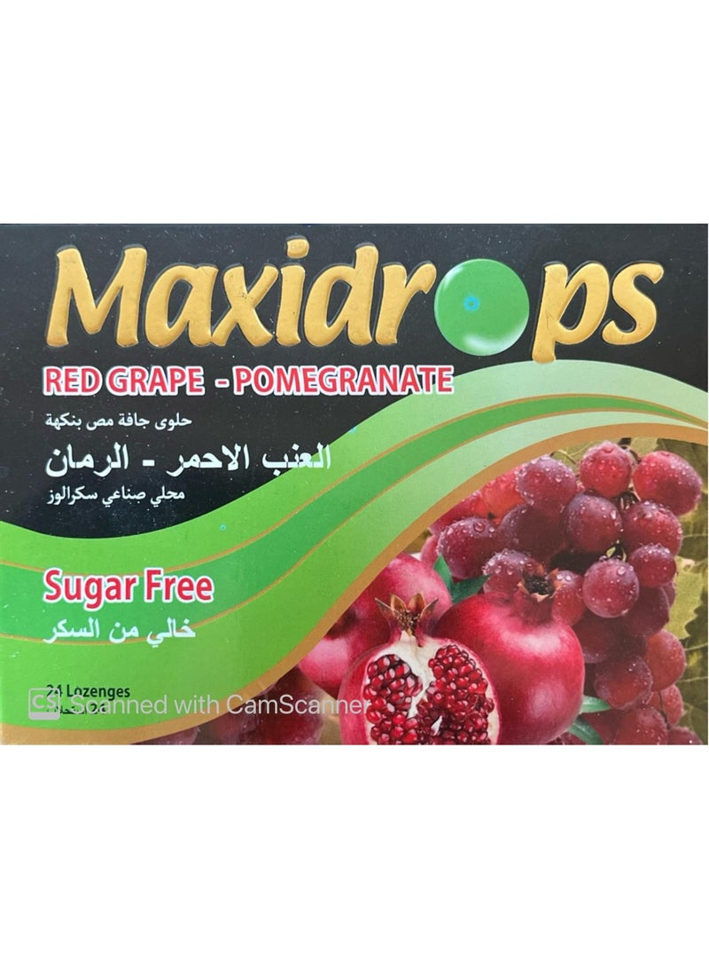 Maxidrops Red Grape & Pomegranate Lozenges, 24 Pieces, Sugar Free