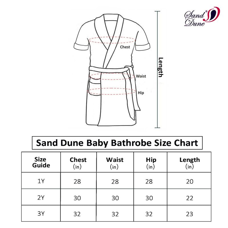 SAND DUNE Kids Baby Girls Bathrobe Terry Cotton Bathrobe Gown Half Sleeves Knee Length Pocket with Waist Belt Baby Girls Bathrobe 1 to 4 Years Age Red - Image 4