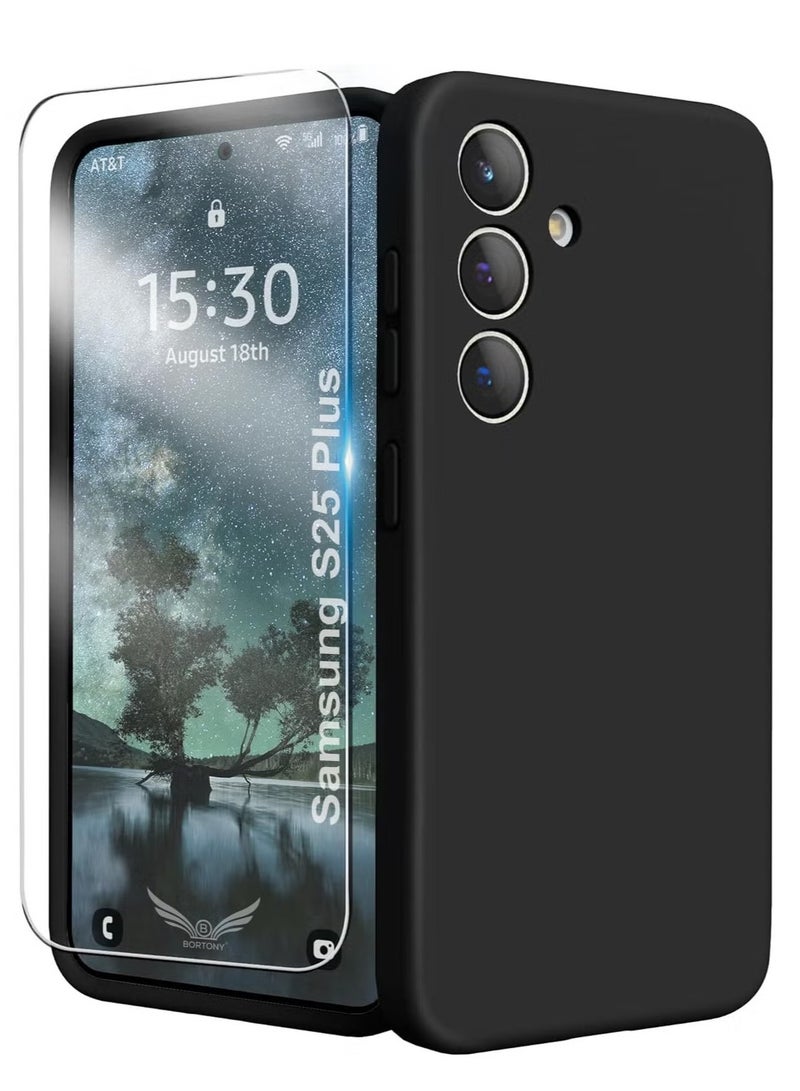 BORTONY Samsung Galaxy S25 Case Liquid Silicone Case with Galaxy S25 Plus Screen Protector Slim Fit Camera Protection Shockproof Phone Case Cover for Samsung Galaxy S25 6.2 inch - Image 1