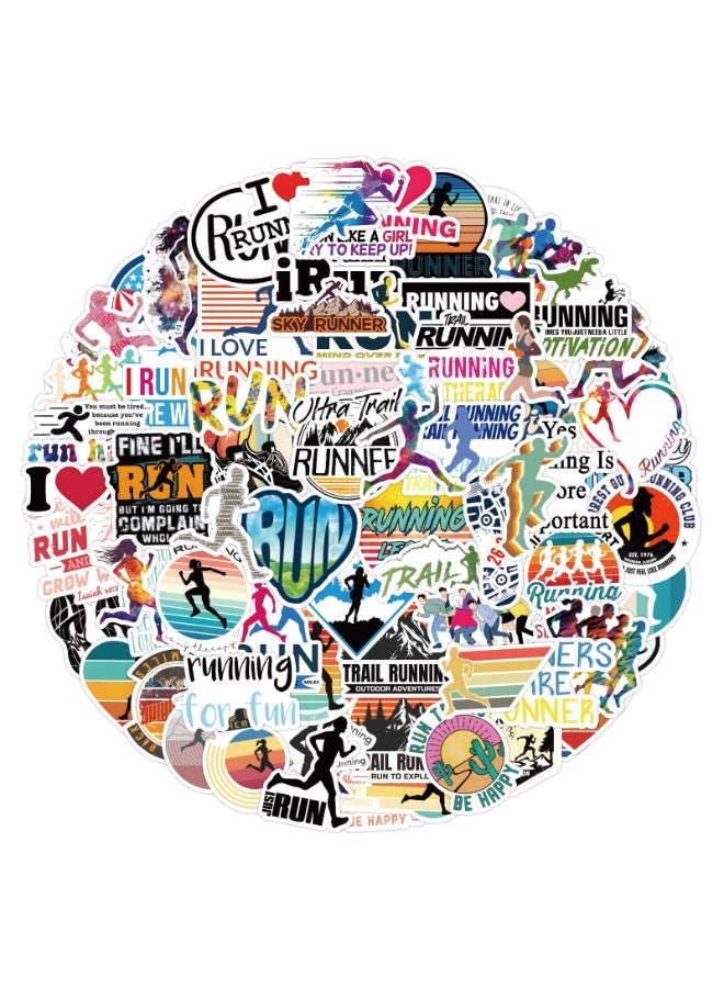 105 PCS Running Stickers Waterproof Vinyl Running Sport Sticker Decal for Water Bottle Laptop Scrapbooking Skateboard Car Luggage Helmet - Image 1