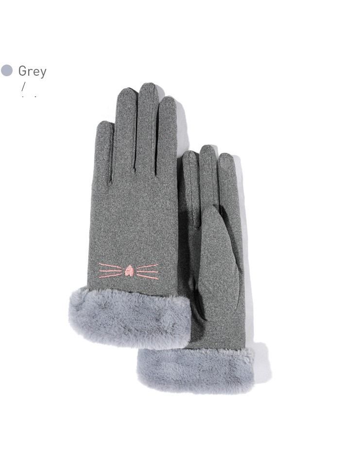 Golovejoy Women's Outdoor Plush Warm And Cold Proof Gloves In Winter