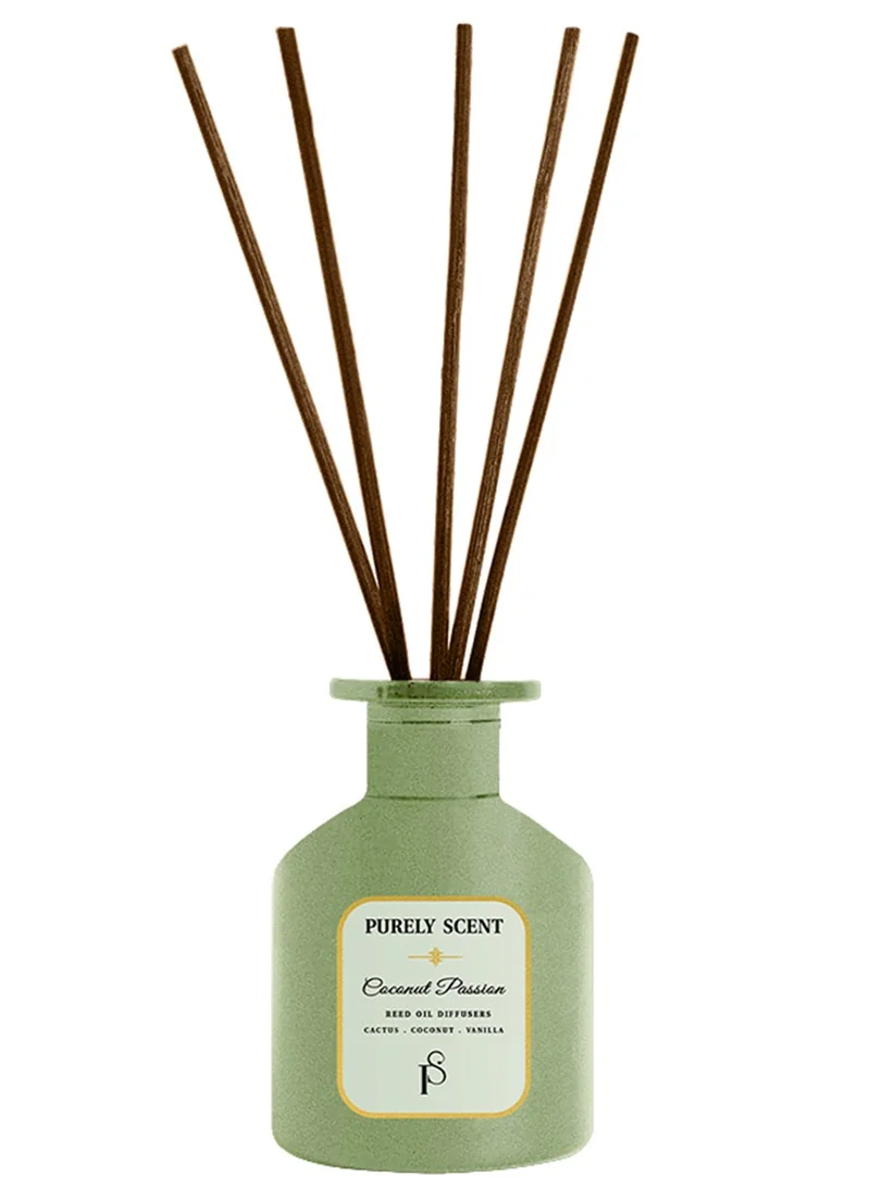 PURELY SCENT Coconut Passion Reed Diffuser – Large 200ML Scented Diffuser for Home – Long Lasting Tropical Fragrance with Essential Oils – Elegant Coconut Vanilla Oil Diffuser – Relaxing Aromatherapy Decor