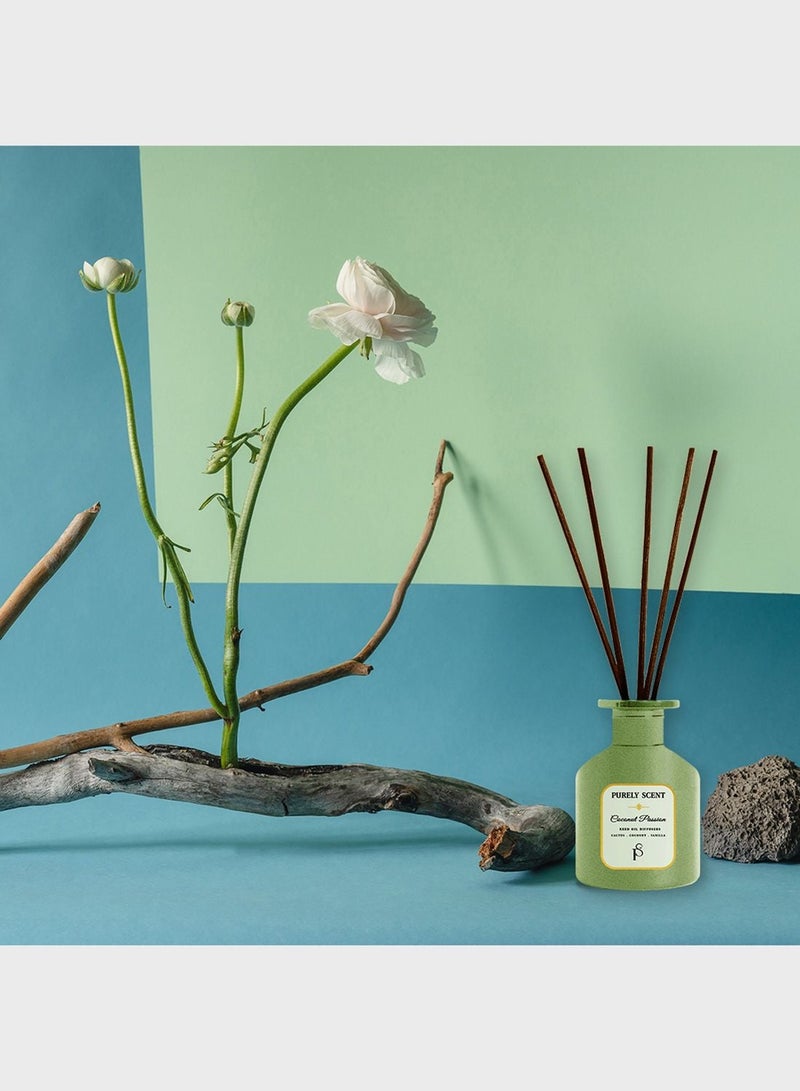 PURELY SCENT Coconut Passion Large Reed Diffuser – 200ML Scented Oil Diffuser | Warm Coconut & Vanilla Aroma - Image 2