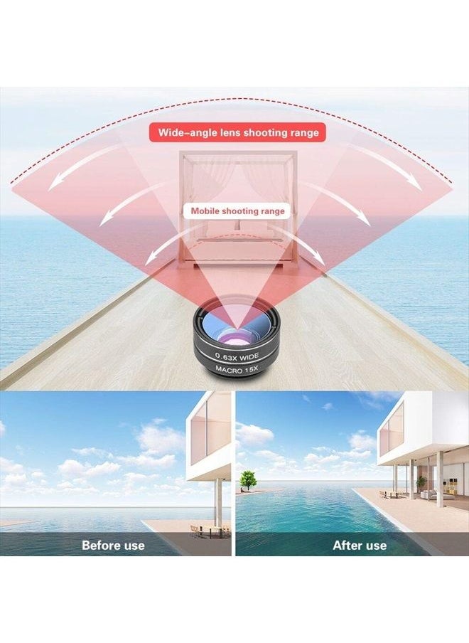 Godefa - Phone Camera Lens Kit, 14 in 1 Lenses with Selfie Light for iPhone 14 13 12 11 Xs X Pro Samsung and Other Andriod Smartphone, Universal Clip on Wide Angle+Macro+ Fisheye Camera Lenses - Image 1