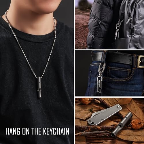 KeyUnity KA22 Titanium EDC Whistle Outdoor Emergency Whistle for Keychain, Comes with Necklace to Hang on Neck (KA22) - Image 2