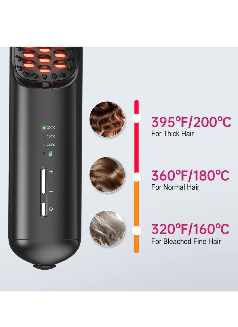 SYOSI Cordless Hair Straightener Brush, Portable Mini Straightening Brush for Travel, Ceramic Coating Negative Ion Hot Comb, USB C Rechargeable, Lightweight, Anti-Scald  - Image 4