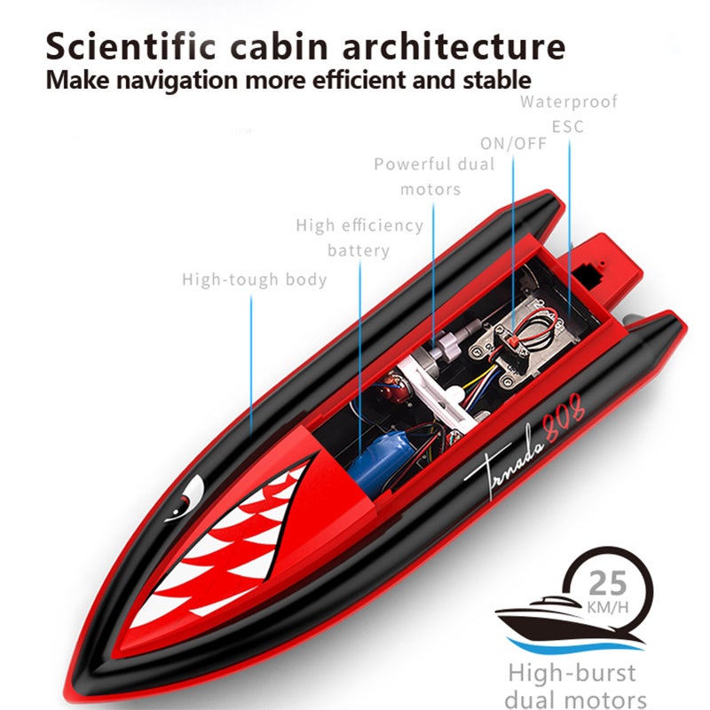 RC Boat Remote Control Boat High Speed RC Boat 25Km/h 2.4GHz Waterproof Toy  Racing Boat Gift for Kids - Image 5