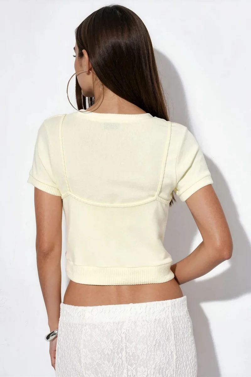 Busem Cream Natural BUSEM Women's Ribbed Crop Top for Women | Best Price UAE