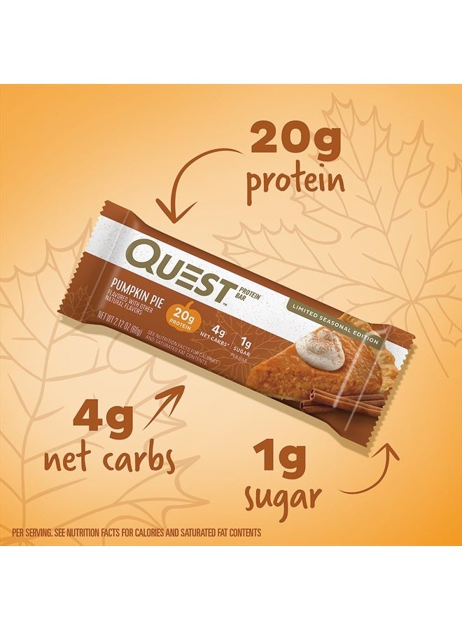 Quest Nutrition Pumpkin Pie Protein Bar, 20g Protein, 4g Net Carb, 1g Sugar, Gluten Free, 12 Count - Image 2