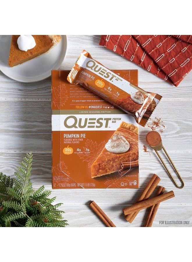 Quest Nutrition Pumpkin Pie Protein Bar, 20g Protein, 4g Net Carb, 1g Sugar, Gluten Free, 12 Count - Image 5