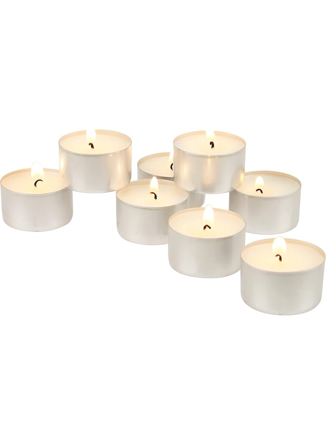 Green Tiger Bulk 50 Pack Unscented Smokeless Long Tea Light Candles with 8 Hour Extended Burn Time, White, Count - Image 1