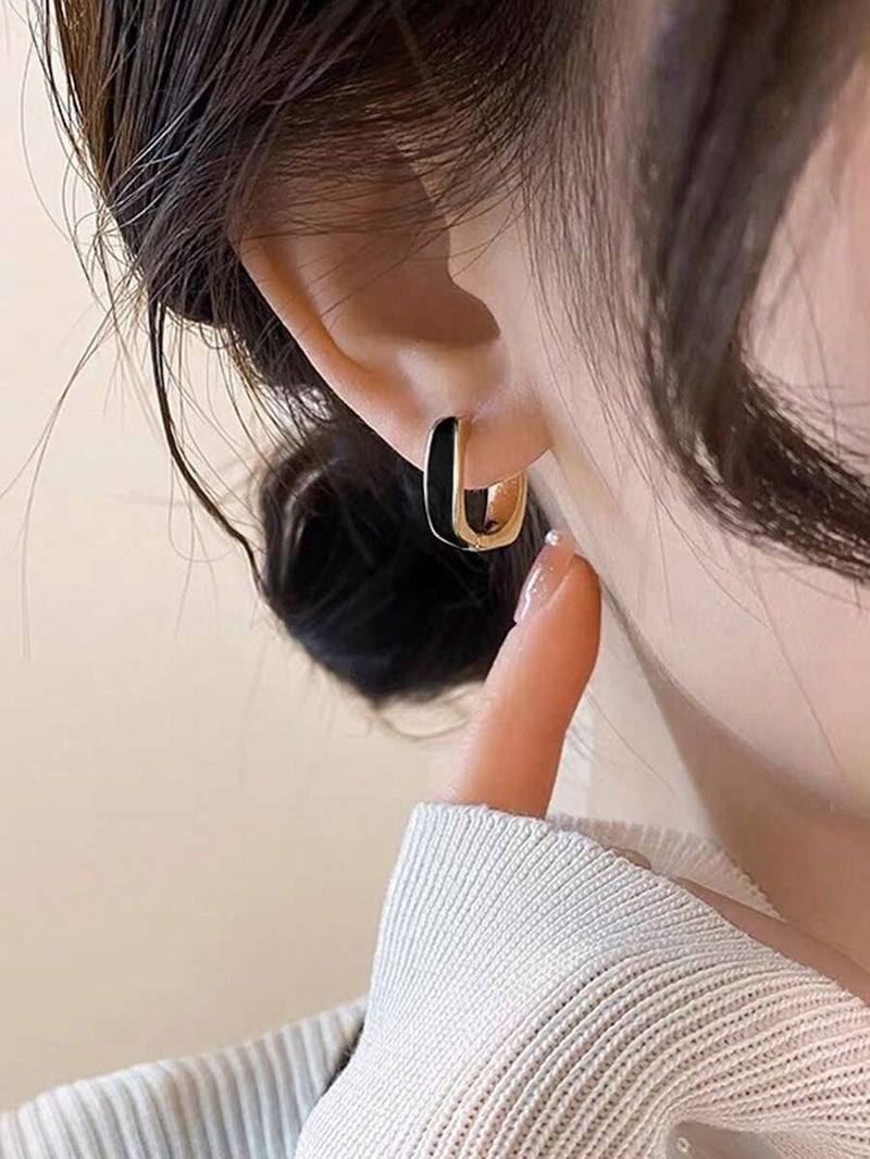 Shein Minimalist Geometric Copper Hoop Earrings for Women - Daily & Party  Wear - Image 3