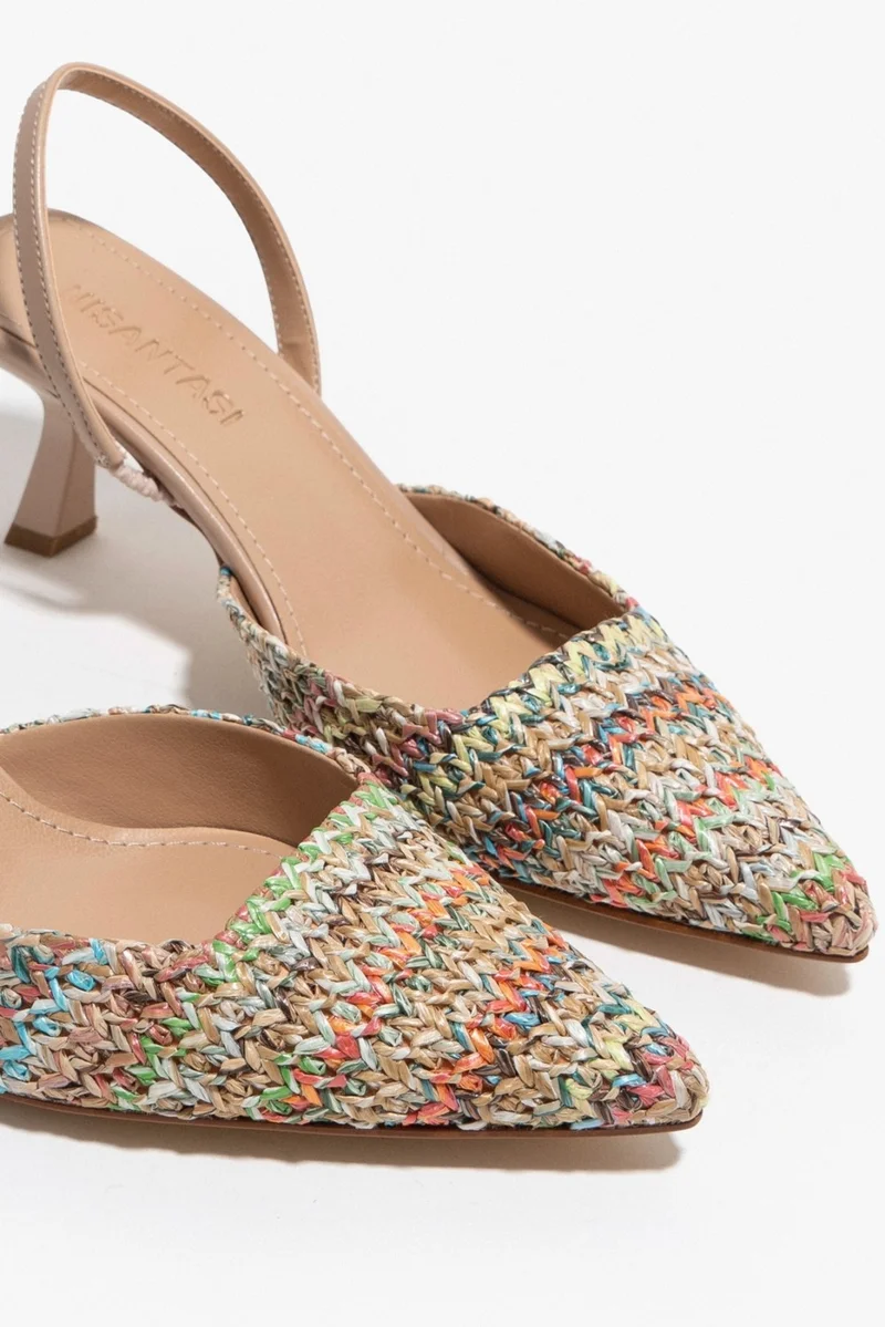 نيشانتاشي شوز Ponnie Colorful Straw Pointed Toe Women's Heeled Shoes