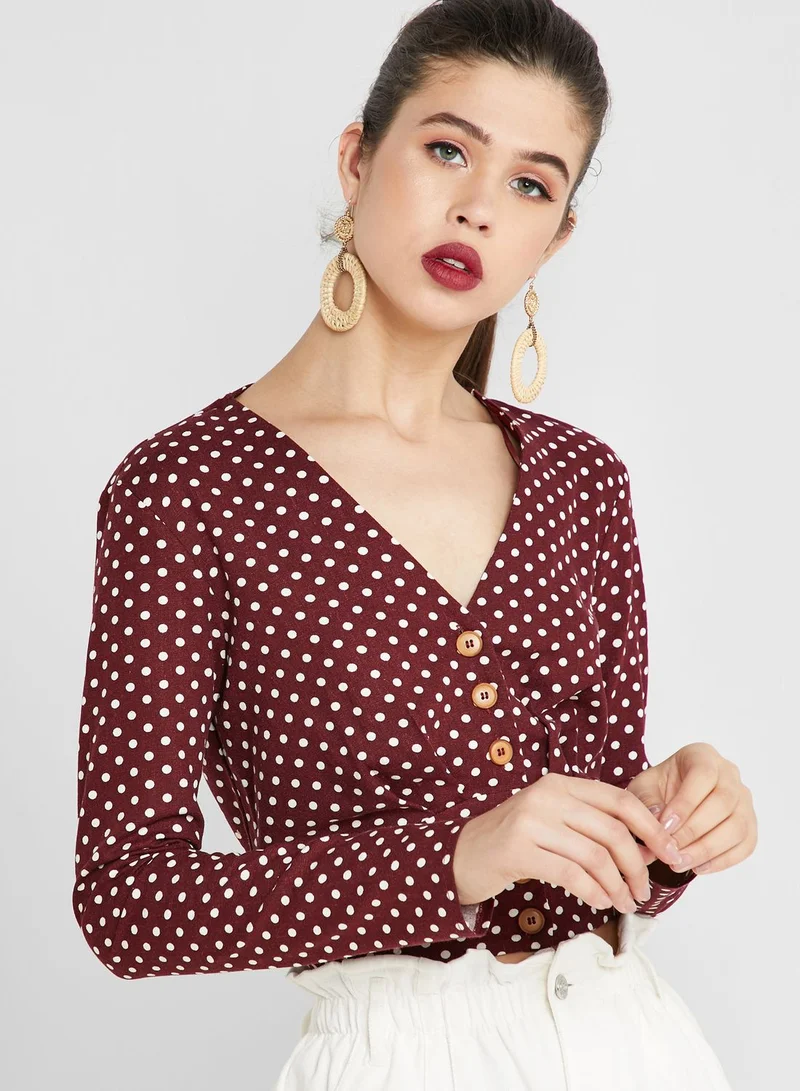 Miss Selfridge Long Sleeve Printed Linen Top Co-ord