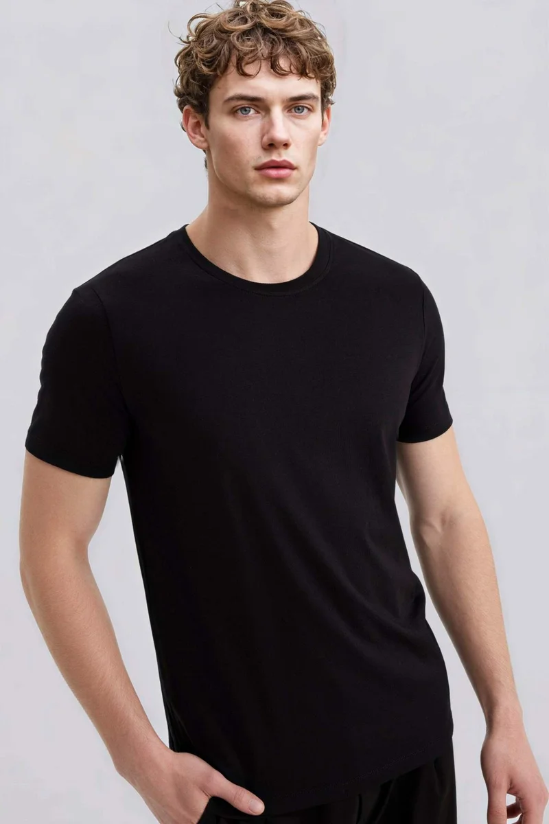 ديفاكتو Slim Fit Crew Neck Short Sleeve T-Shirt