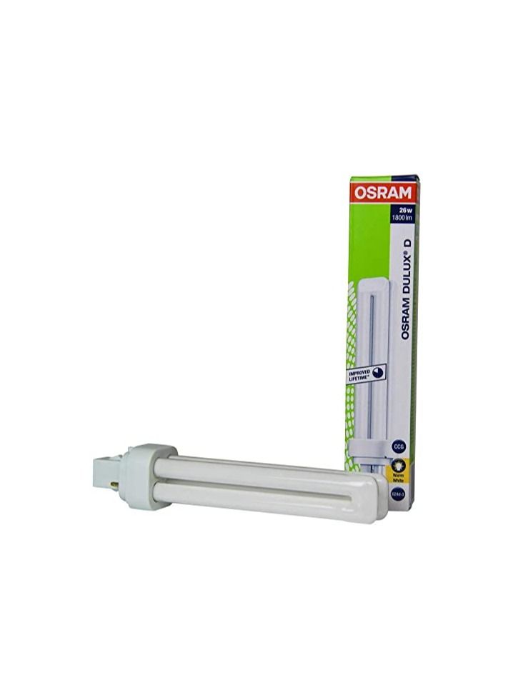 OSRAM Osram 26w 2 pin G24d-3 Warm White 830 Compact Fluorescent Dulux D  - Pack of 10 - Image 2