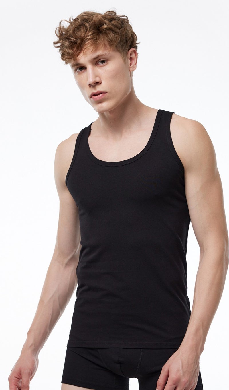Malabadi Men's Black 2 Pack Economic Undershirt 090  - Image 1