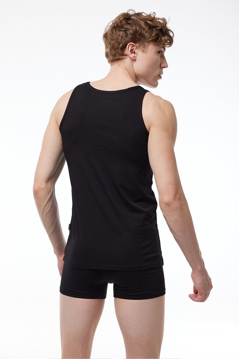 Malabadi Men's Black 2 Pack Economic Undershirt 090  - Image 3