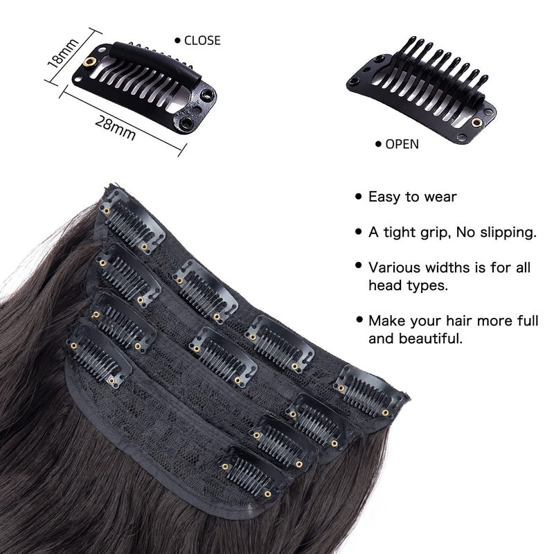 LEEONS Clip in Synthetic Hair Extensions Long Wavy 4PCS Thick Hairpieces Dark Brown Fiber Double Weft Natural Hair Extensions 20 Inch for Women (4pcs, 20Inch, 6A#) - Image 3