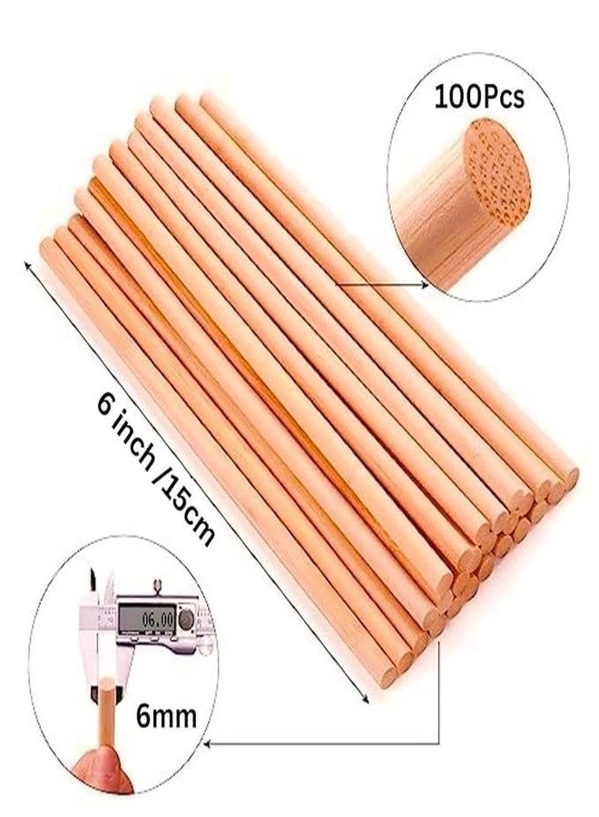 bloomax Round Wooden Dowel Rods, Natural Wood, Smooth Splinter-Free Finish, 6mm to 20mm, for DIY Crafts, Woodworking, Macrame and Furniture Repairs (100, 6MM 6 INCH) - Image 2