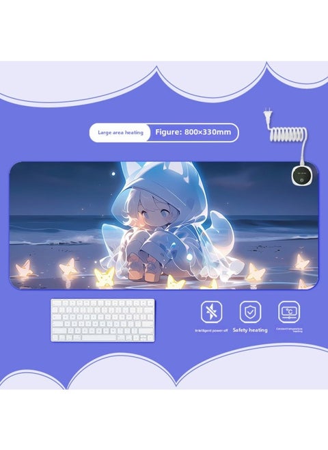 Cute Doll Heating Heating Pad Warm Table Mat Office Computer Desktop Heating Mouse Pad-Color:800x330mm-Pattern:Jr-cute Doll 184