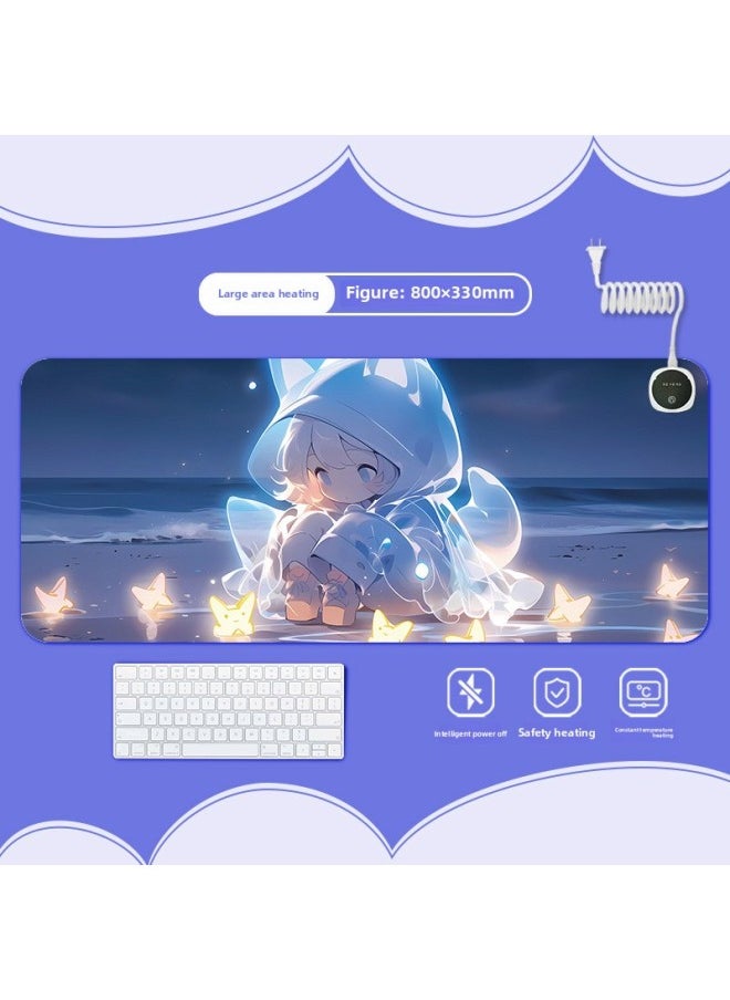 Cute Doll Heating Heating Pad Warm Table Mat Office Computer Desktop Heating Mouse Pad-Color:800x330mm-Pattern:Jr-cute Doll 184  - Image 1