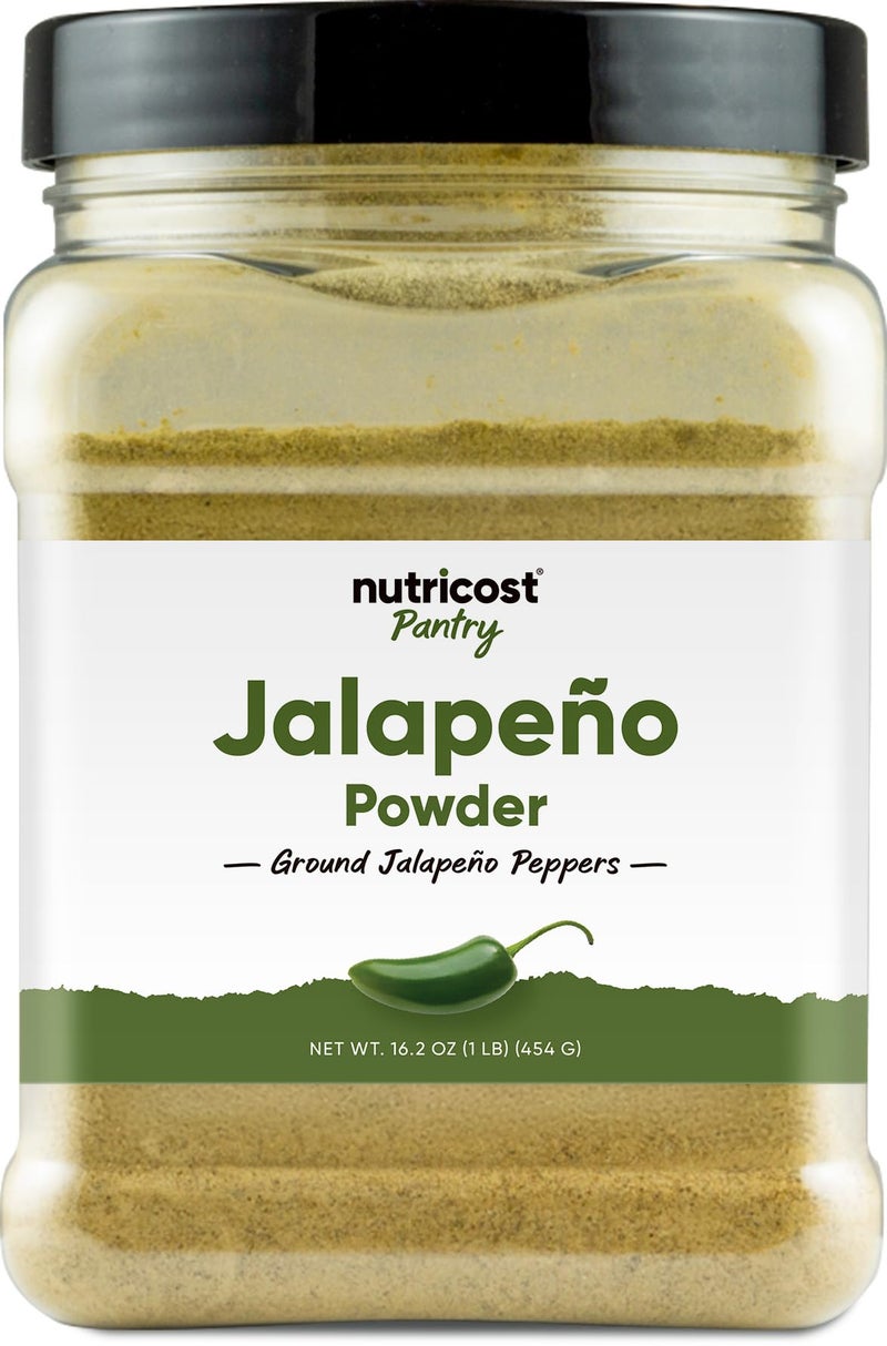 Nutricost Pantry Jalapeño Powder (1 Pound Per Bottle) - Pure Powdered Jalapeño :: Great for Spicy Snacks, Cooking, Soups, Salsa, and More! - Image 1