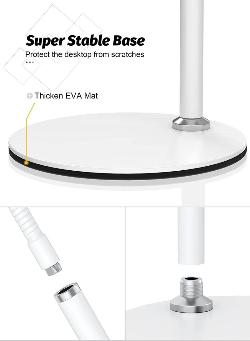 Y&D Cell Phone Stand, Adjustable Height & Angle Gooseneck Stand for Desk Flexible Arm Universal Holder, Aluminum Alloy Desktop Recording Compatible with 3.5"-7" Device (White) - Image 5