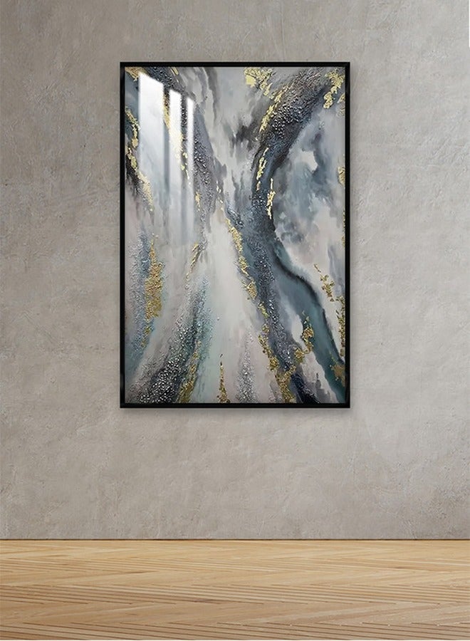 ماركتنا لوحة جدارية120×80سم مع برواز أسود وطبقة اكريلك شفاف بتصميم تجريدي - Image 1