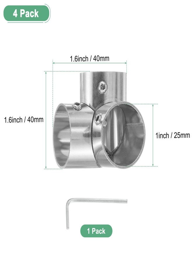 M METERXITY 4-Pack Structural Pipe Connector, Right Angle Tee Pipe Fittings Stainless Steel Pipe Connector for OD 1" or 25MM Pipe, Conduit Connectors - Image 3