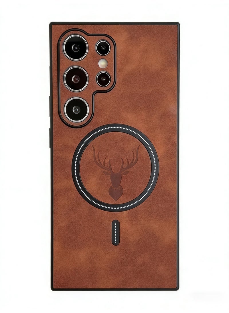 Nova future 2+1 Samsung S25 Ultra Protection Kit,includes phone case 【Brown】【MagaSafe compatible】【Soft Faux Leather】+privacy screen protector+HD screen protector 【28° privacy protection】【 fingerprint unlock】 - Image 2