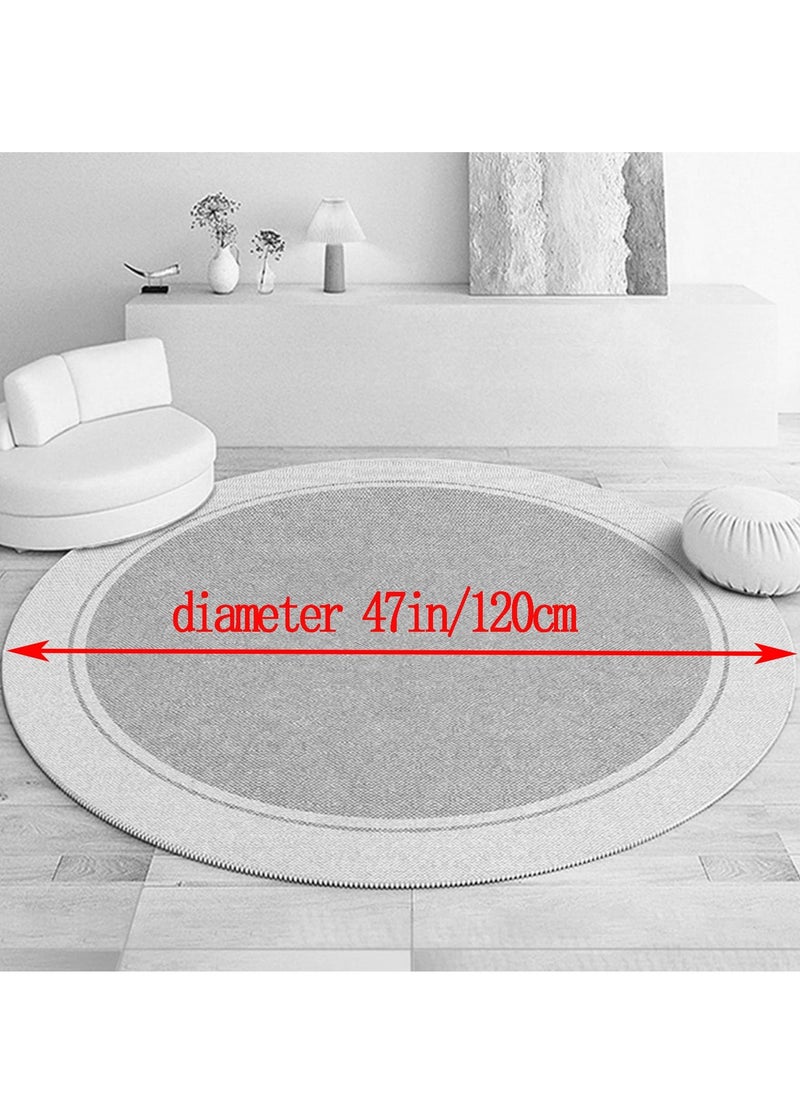 XiuWoo - Round Area Rug for Living Room, Water Fade Resistant Rugs Mat, Silicone particles non-slip bottom, for Indoor Outdoor Patio, Balcony, Bedroom, Bathroom Dining Room, 120x120cm - Image 1