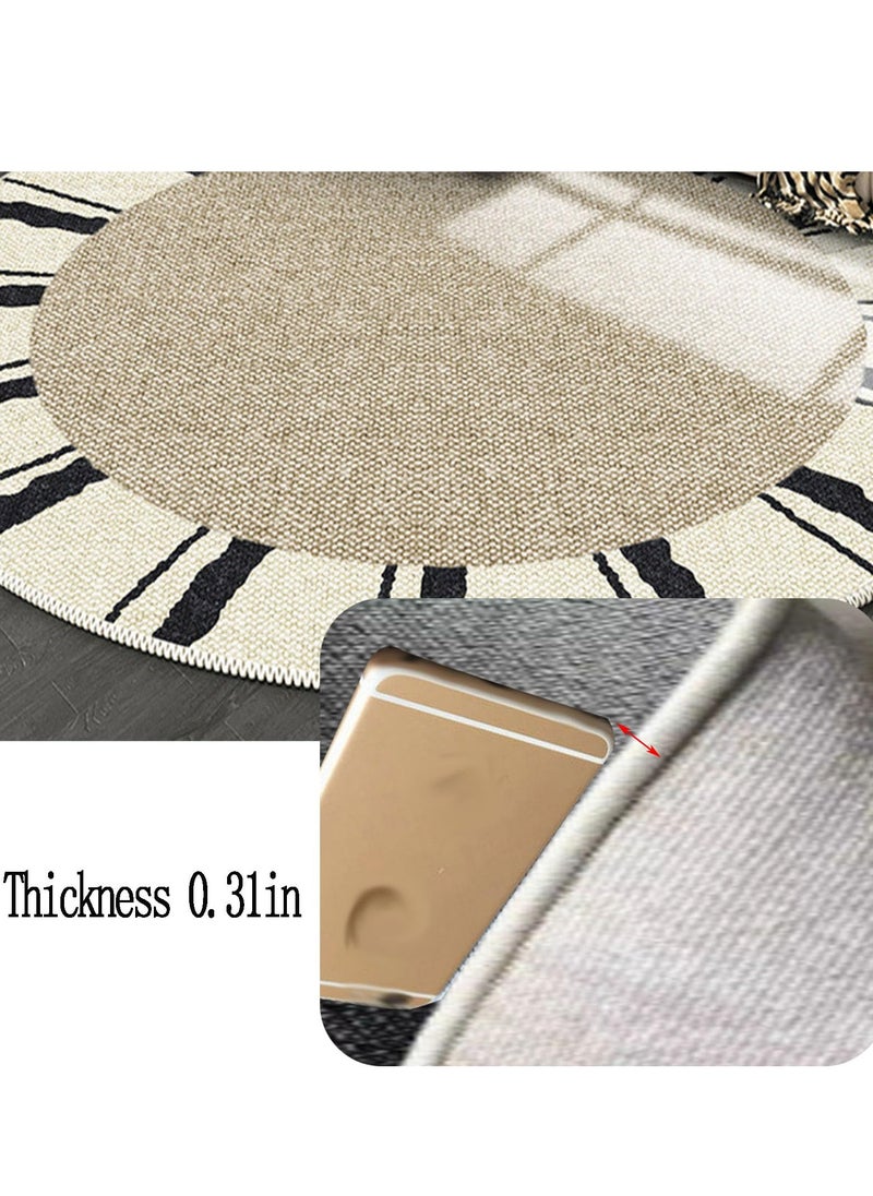 XiuWoo - Round Area Rug for Living Room, Water Fade Resistant Rugs Mat, Silicone particles non-slip bottom, for Indoor Outdoor Patio, Balcony, Bedroom, Bathroom Dining Room, 120x120cm - Image 1