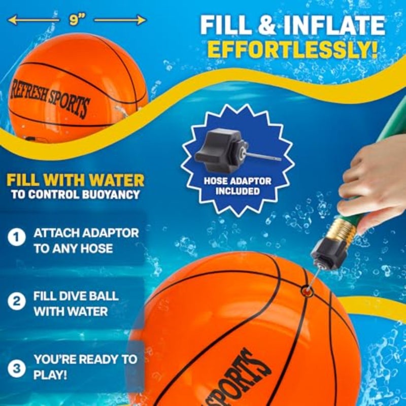Aqua Dive Ball 9" Underwater Pool Game for All Ages Fun Water Toy to Dribble and Shoot Great for Outdoor Pool Parties and Summer Water Game Fun Birthday Gift for Boys and Girls - Image 4