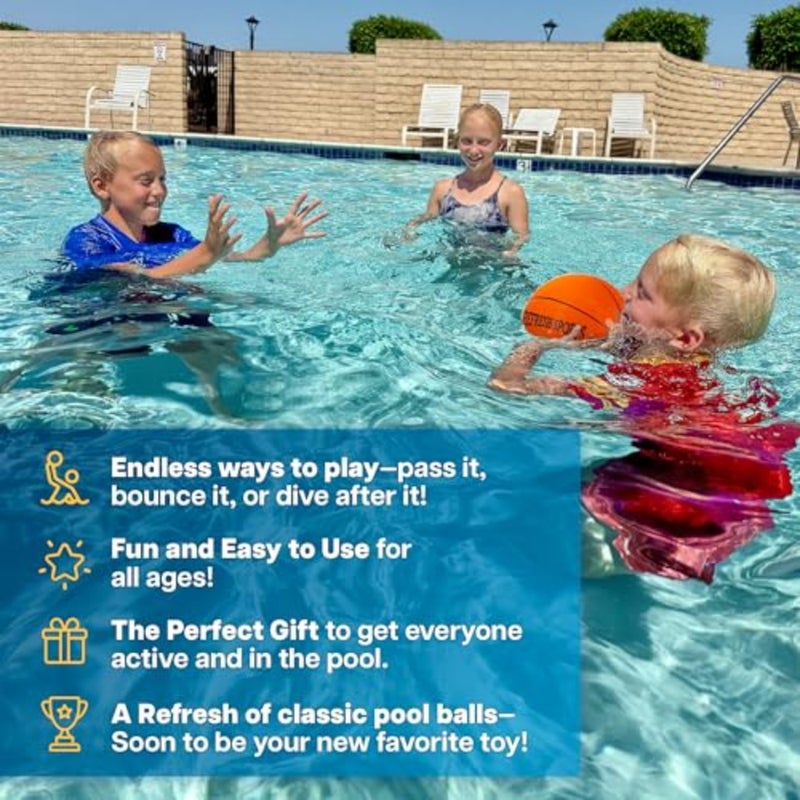 Aqua Dive Ball 9" Underwater Pool Game for All Ages Fun Water Toy to Dribble and Shoot Great for Outdoor Pool Parties and Summer Water Game Fun Birthday Gift for Boys and Girls - Image 5