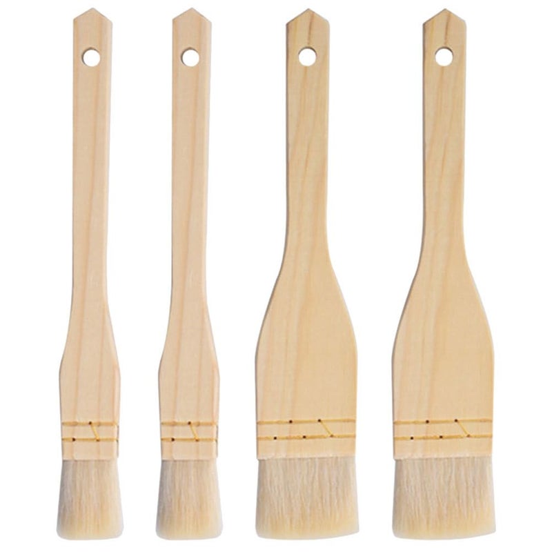STOBAZA 4 Pack Pastry Brushes STOBAZA Bristle Basting Brush with Long Wood Handle BBQ Oil Brush for Grill Pastry Basting Brushes for Cooking Baking Grilling Spreading Brushes for Sauce Butter Egg