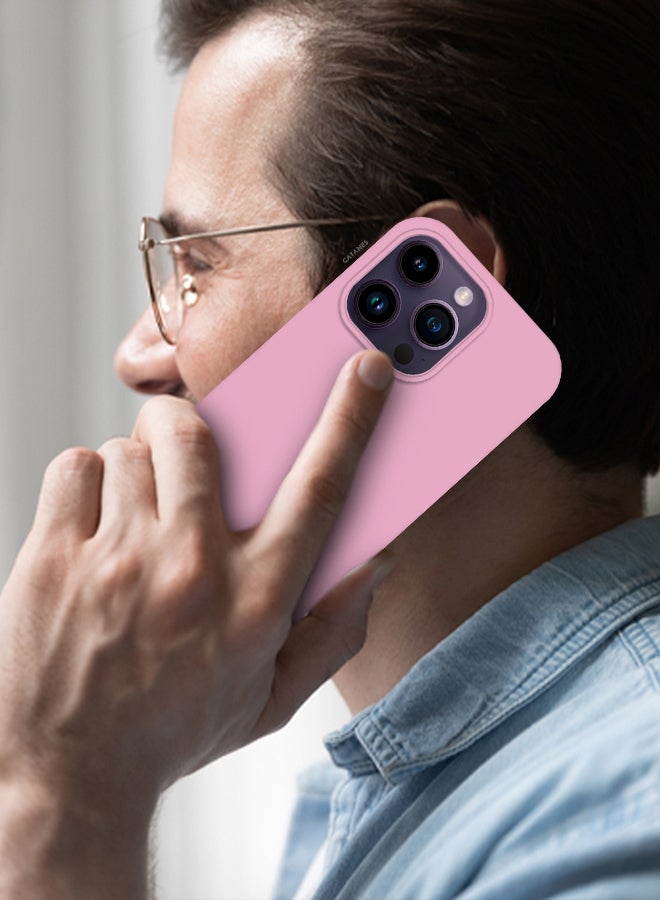 CATANES حافظة آيفون 14 برو حافظة سيليكون تغطي الجسم بالكامل غطاء واقي مضاد للصدمات حافظة هاتف رفيعة مضادة للخدش بطانة ميكروفايبر ناعمة وردية - Image 5